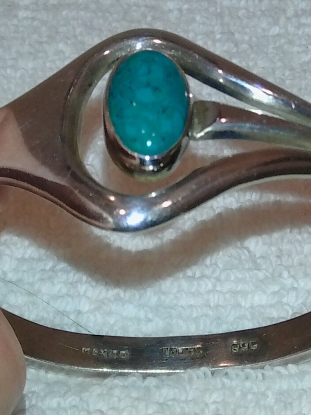 Vintage Taxco Sterling Oval Cut Turquoise Cuff Bracelet EXCELLENT CONDITION! - Picture 2 of 12